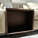 Modern L-Shaped Modular Top-Grain Leather Sofa with Integrated Solid Wood Storage Side Tables